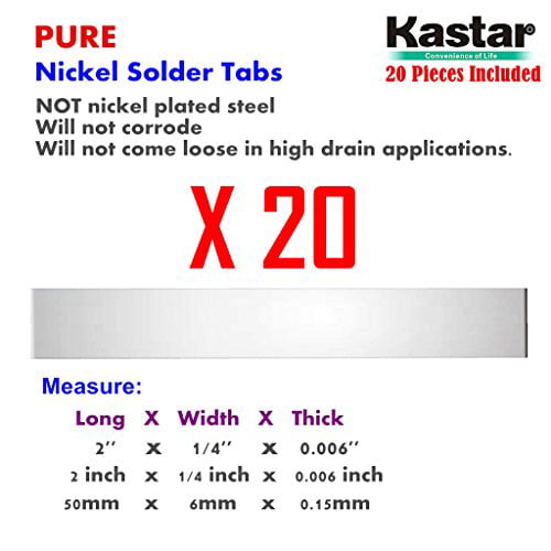 Kastar Nickel Solder Tab 20 Pieces commercial grade suited for  battery packs